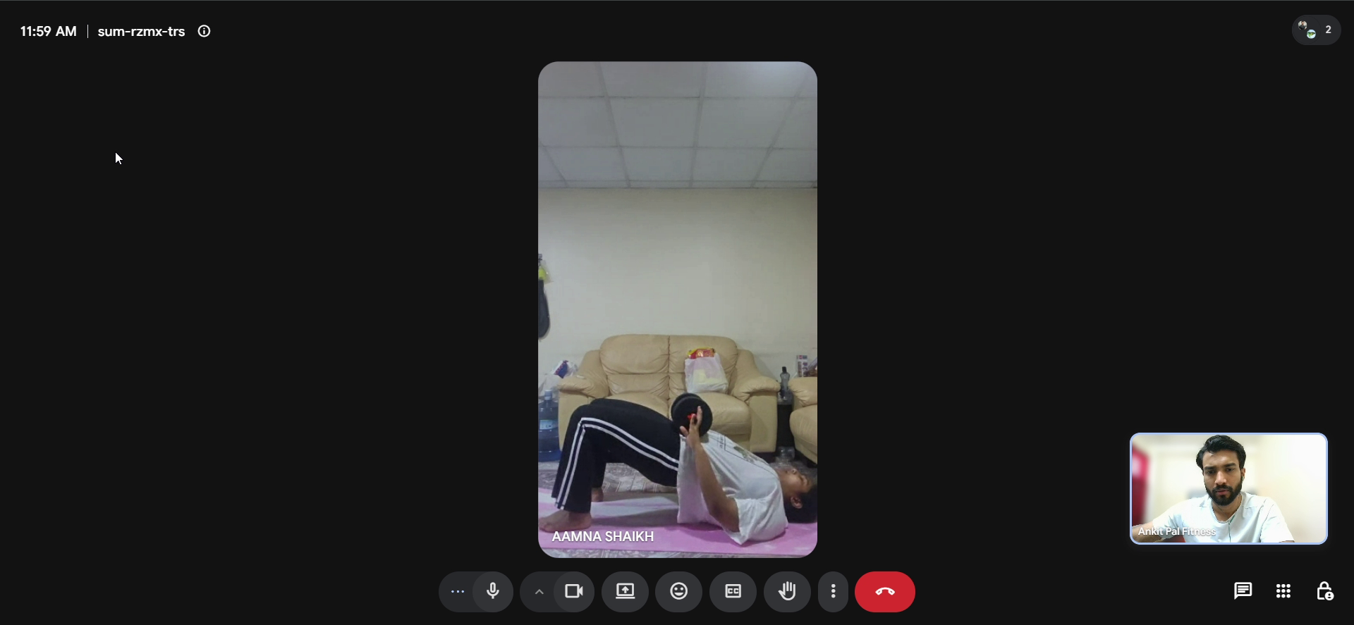 Live 1:1 coaching call — guided glute bridge